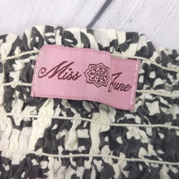 Strapless Summer Dress Ruffle Hem Shirred Detail Tube Dress Black/Beige Size S - Picture 9 of 11